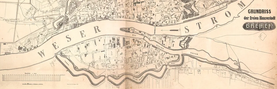 Grundriss der Freien Hansestadt Bremen von Dreyer, 1861 (Detail)