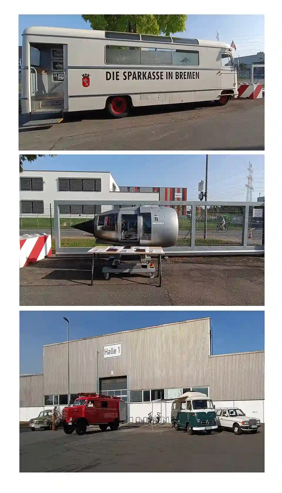 Oldtimer und ein Triebwerk der VFW 614 im Lloyd Industriepark