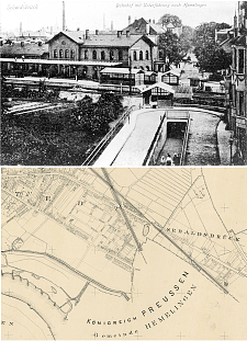 Bahnhof Sebaldsbrück um 1925, StAB 10.B, Kartei 2142,  Plan: Teile von Hemelingen im Jahr 1900, Ausschnitt Ergänzungsblatt III